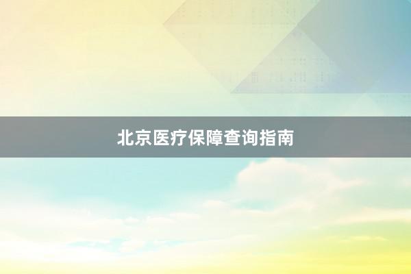 北京医疗保障查询指南